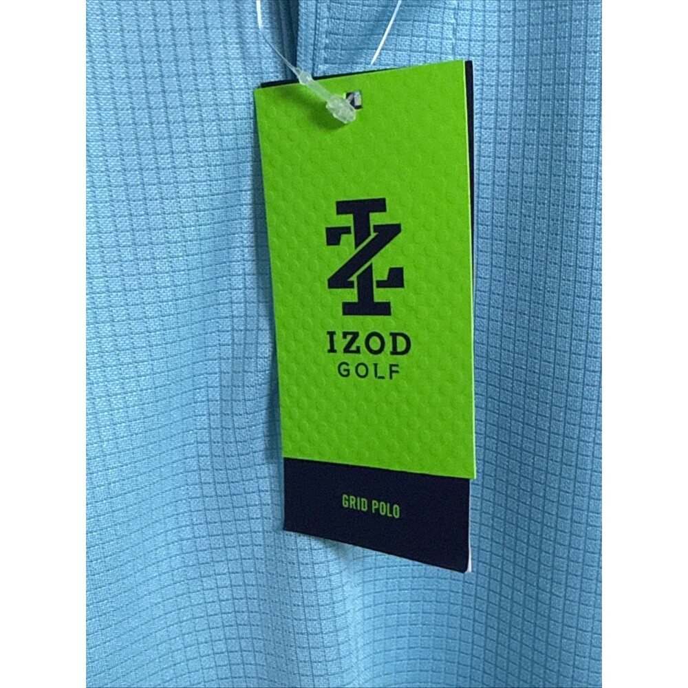 NEW Izod Men's Grid Polo Shirt - Short Sleeve Light Blue Size XXL - NWT $55 - Picture 4 of 8